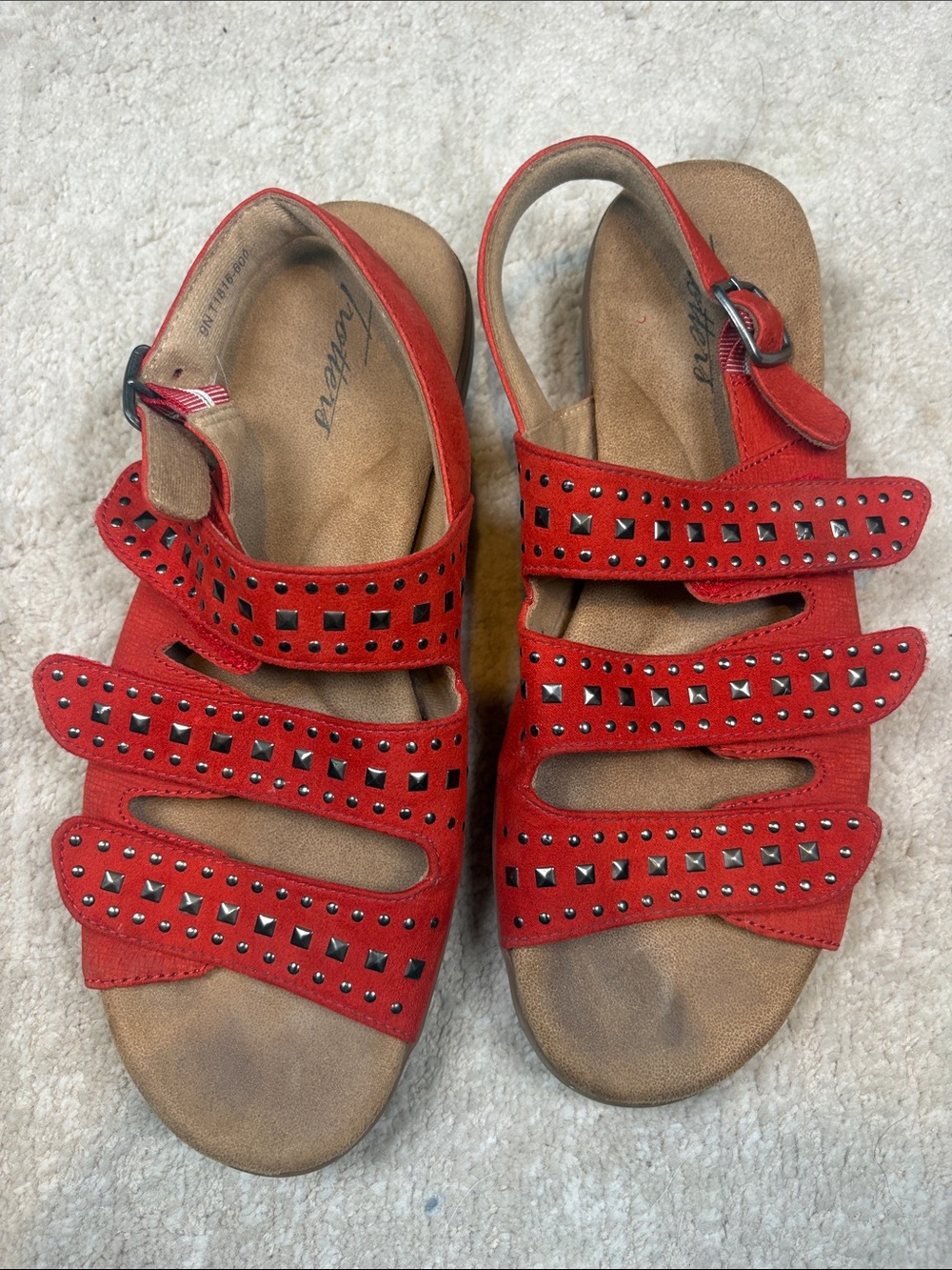 Red Studded Women's Comfort Sandals